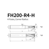 G-FH200-R4-H 4 Flutes, Corner Radius - Big-tools Industrial Supply Tools for Metal Cutting